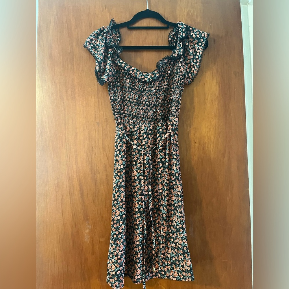 Woven Pink Rose party dress